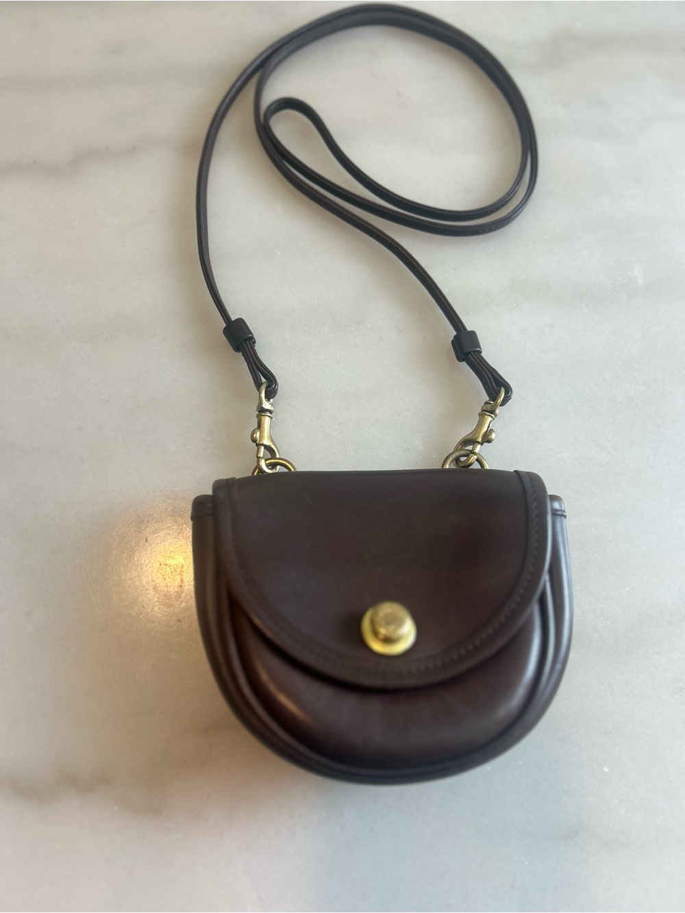 Vintage Coach 9826 Mini Belt Bag Crossbody Mahogany Brown Leather USA